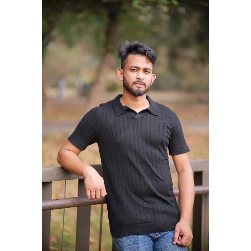 Premium Knitted Old Money Polo-Black